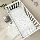 Husa saltea patuț bebe copii din bumbac 120 x 60 cm, Stelute gri (4)